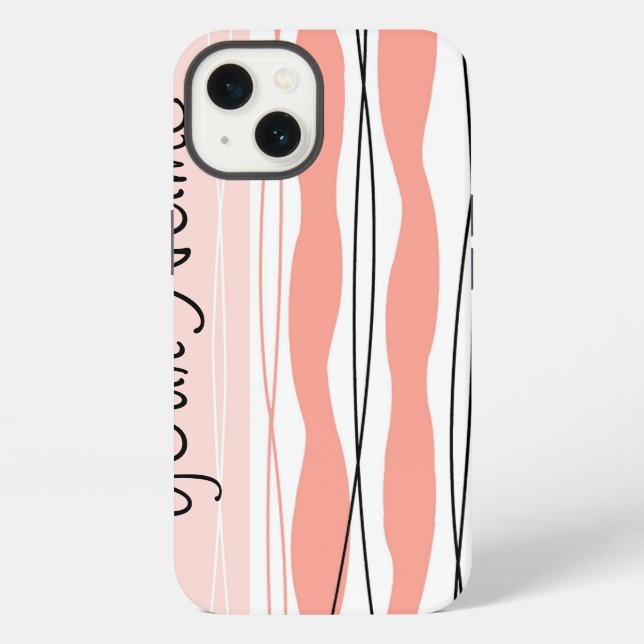 Coque iPhone Étui iPad vertical Atlantic Stripe Rose avec nom (Verso)