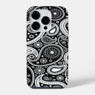 Coque Pour iPhone 14 Plus Étui iPhone 14 Pro Paisley Noir et Blanc