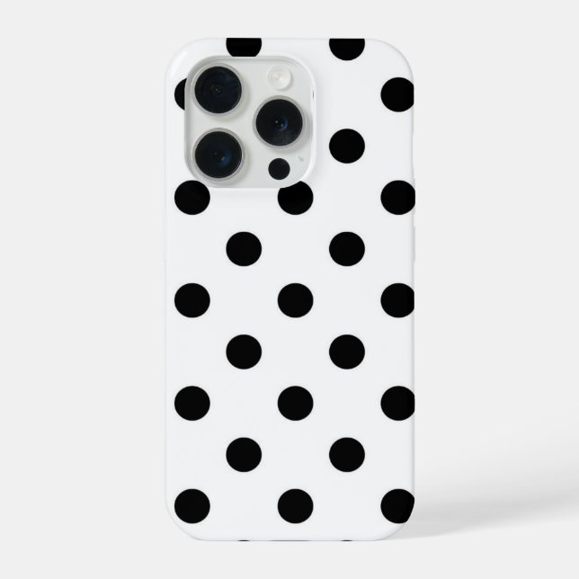 Coque iPhone Étui iPhone 15 Pro à pois noirs (Verso)
