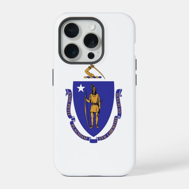 Coque iPhone Étui iPhone 15 Pro Case-Mate, drapeau du Massachus (Verso)