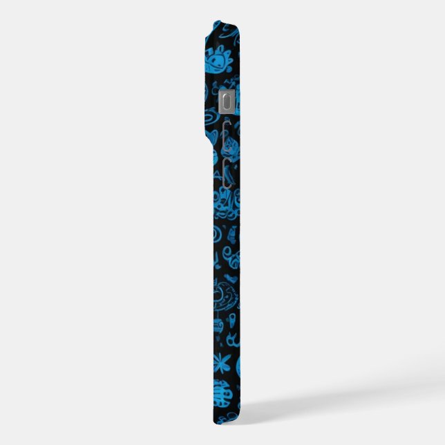 Coque iPhone Étui iPhone 15 Pro Max Blue Doodles (Côté gauche)