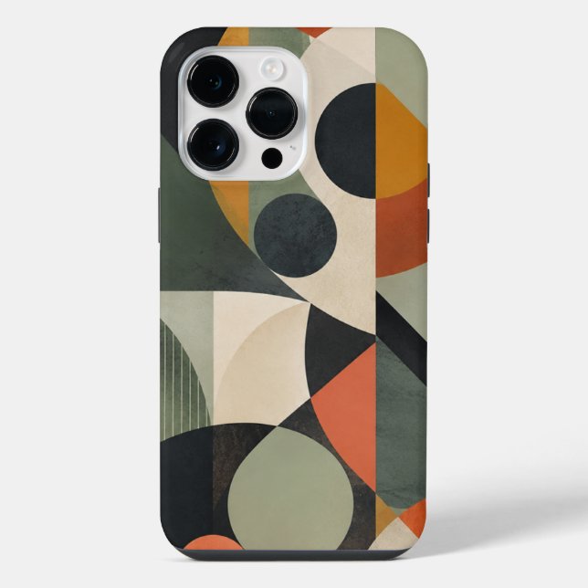 Coque iPhone Étui iPhone 16 abstrait géométrique rétro (Verso)