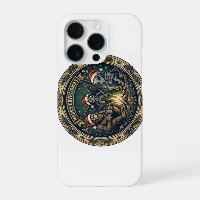 Coque iPhone Étui iPhone 16 Pro Badge Joyeux Cryptid Noël (Verso)