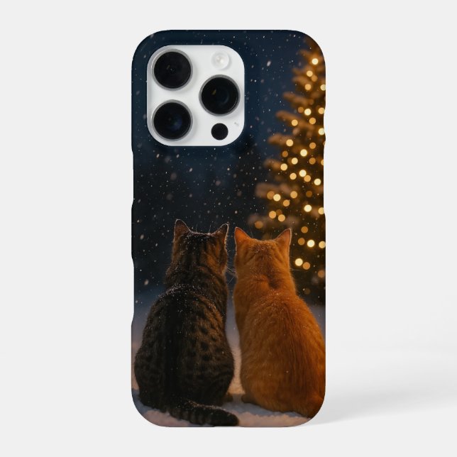 Coque iPhone Étui iPhone 16 Pro Couple de Chats de Noël (Verso)