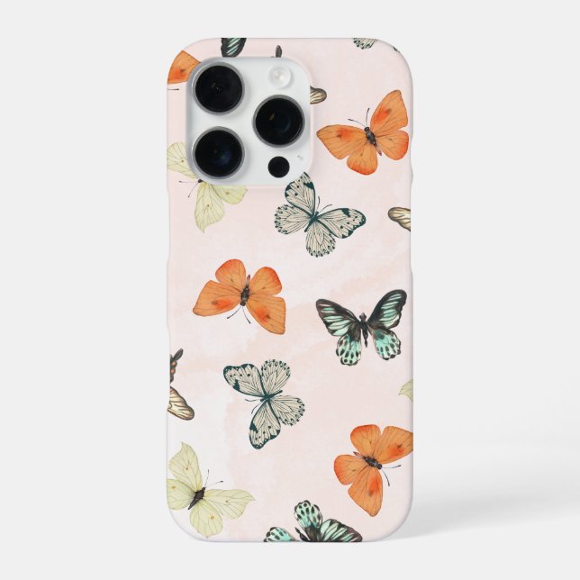 Coque iPhone Étui iPhone 16 Pro 'Jardin de papillons fantaisist (Verso)
