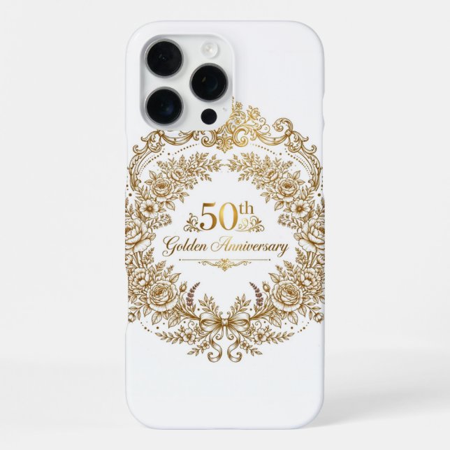 Coque iPhone Étui iPhone 16 Pro Max 50e anniversaire doré (Verso)