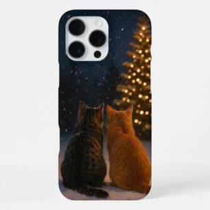 Coque iPhone 16 Pro Max Étui iPhone 16 Pro Max Couple de Chats de Noël
