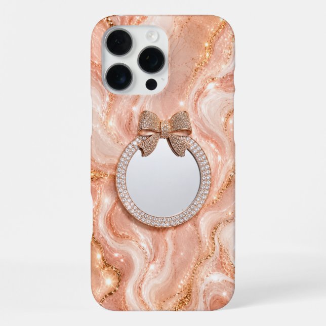 Coque iPhone Étui iPhone 16 Pro Max Rose Gold Marble Personnali (Verso)