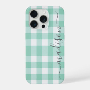 Coque iPhone 15 Pro Étui iPhone à carreaux de Buffalo et calligraphie
