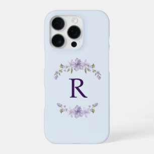 Coque iPhone 16 Pro Étui iPhone à fleurs personnalisé avec initiale