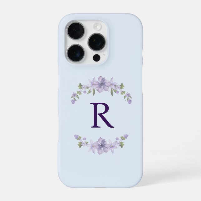 Coque iPhone Étui iPhone à fleurs personnalisé avec initiale |  (Verso)