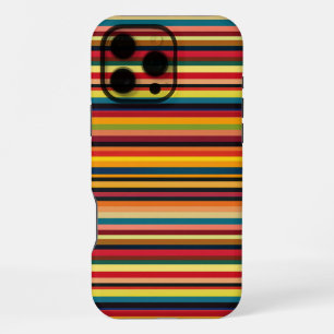 Coque iPhone 16 Pro Max Étui iPhone à impression rayée multicolore rétro