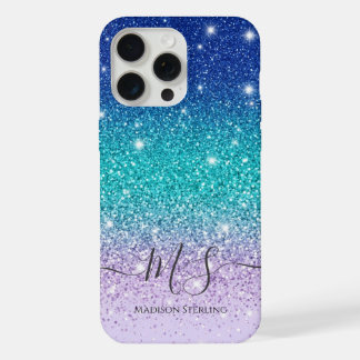 Coque iPhone 15 Pro Max Étui iPhone à monogramme ombré pailleté | Personna