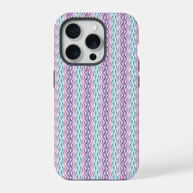 Coque iPhone Étui iPhone à motif abstrait ondulé élégant (Verso)