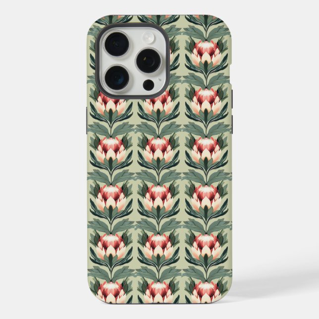 Coque iPhone Étui iPhone à motif de fleur de Protéa aux tons de (Verso)