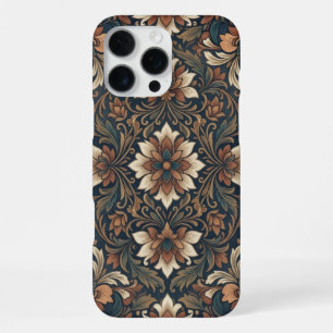 Coque iPhone 16 Pro Max Étui iPhone à motif de médaillon floral damassé Bo