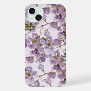Coque iPhone 15 Plus Étui iPhone à motif floral aquarelle violet