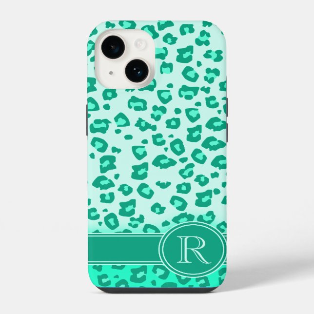 Coque iPhone Étui iphone à motif imprimé léopard et monogramme  (Verso)