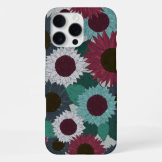 Coque iPhone 16 Pro Max Étui iPhone à motif tournesol tons chauds