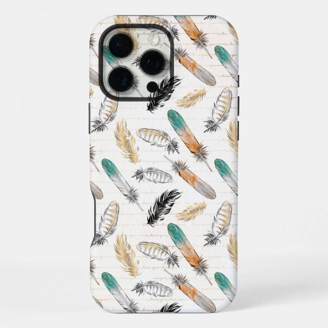 Coque iPhone Étui iPhone à plumes amérindiennes (Verso)