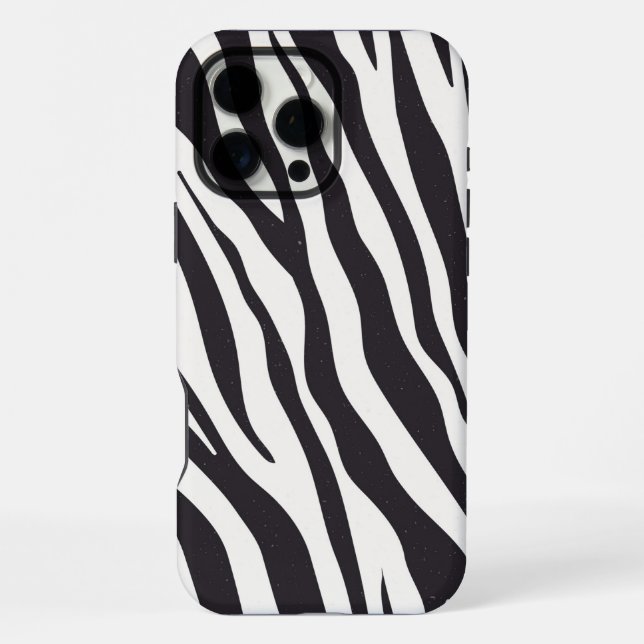 Coque iPhone Étui iPhone à rayures de zèbre – Motif noir et bla (Verso)