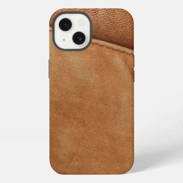 Coque iPhone Étui iPhone à texture aspect cuir marron (Verso)