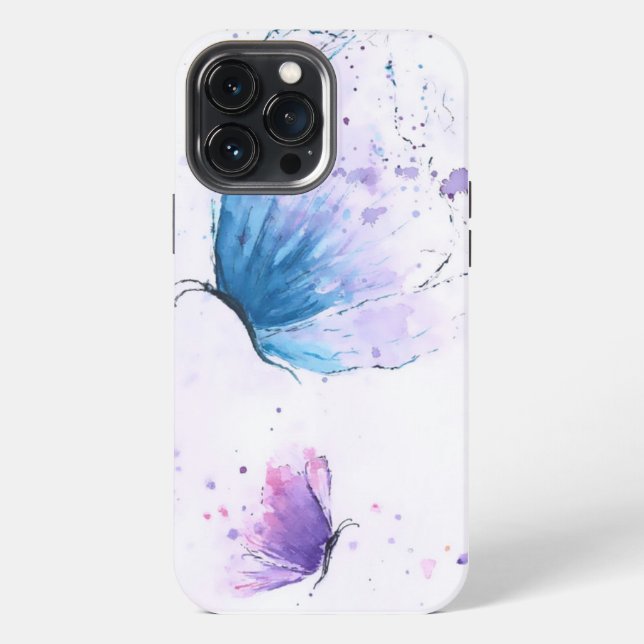 Coque iPhone Étui Iphone Aquarelle Papillon Esthétique  (Verso)
