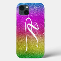 Étui iPhone Arc-en-ciel Paillettes Roses - Monogra