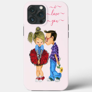 Etui iPhone 13 Pro Max Étui iPhone avec Couple Romantique - Amour