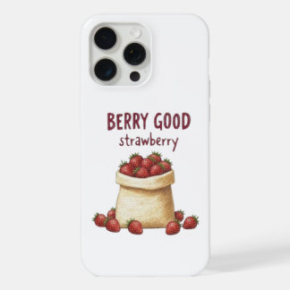 Coque iPhone 15 Pro Max Étui iPhone avec jeu de mots sur la fraise 'Cute B