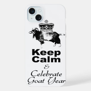 Coque iPhone 15 Plus Étui iPhone blanc « Garde ton calme, célèbre l'ann