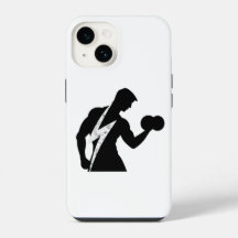Étui iPhone blanc graphique de fitness culturiste