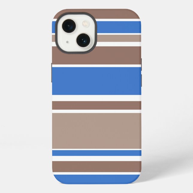 Coque iPhone Étui iPhone Case-Mate à rayures marron et bleues (Verso)