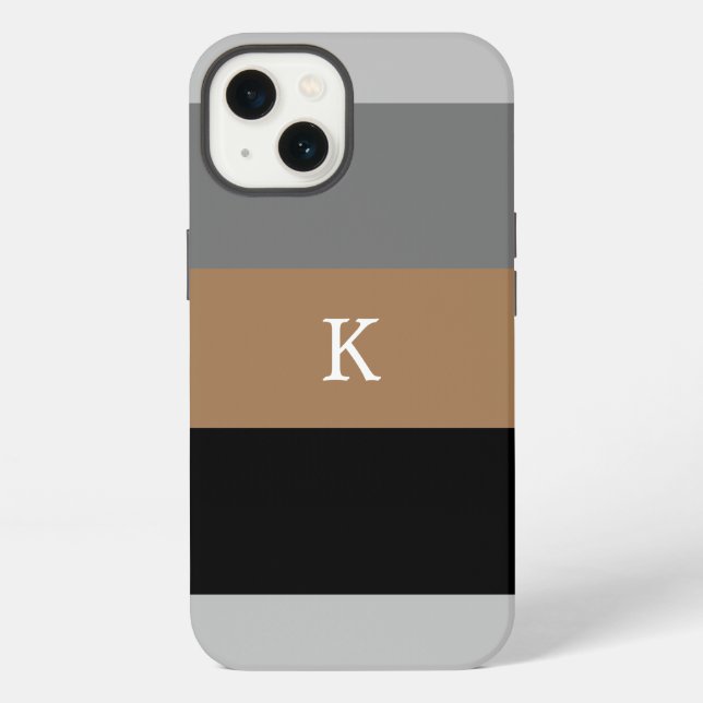 Coque iPhone Étui iPhone Case-Mate avec monogramme à rayures ma (Verso)