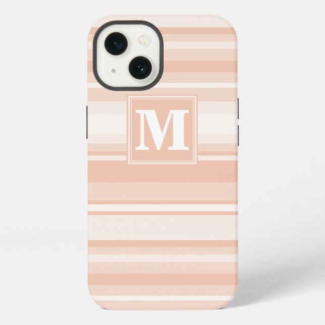 Coque iPhone Étui iPhone Case-Mate avec rayures pêche monogramm (Verso)