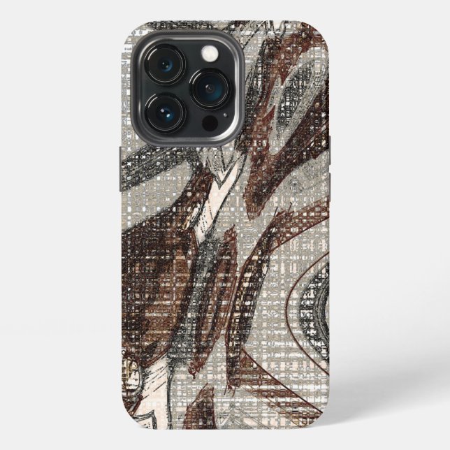 Coque iPhone Étui iPhone Case-Mate en art abstrait gris et marr (Dos)