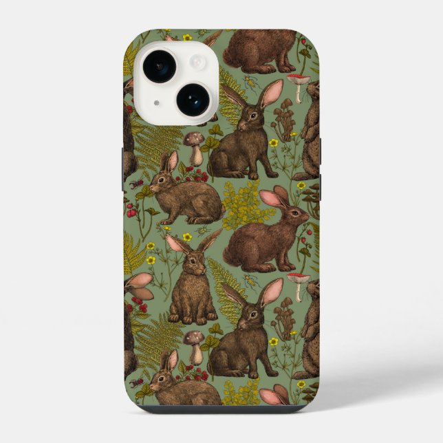 Coque iPhone Étui iPhone Case-Mate Lapins et flore forestière (Verso)