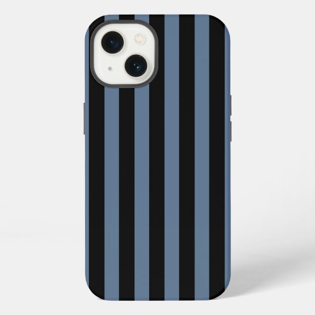 Coque iPhone Étui iPhone Case-Mate rayures bleu gris et noir (Verso)