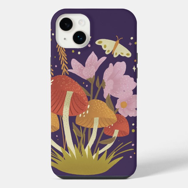 Coque iPhone Étui iPhone champignon forêt violette (Verso)