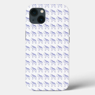 Etui iPhone 13 Étui iPhone cheval dala bleu blanc