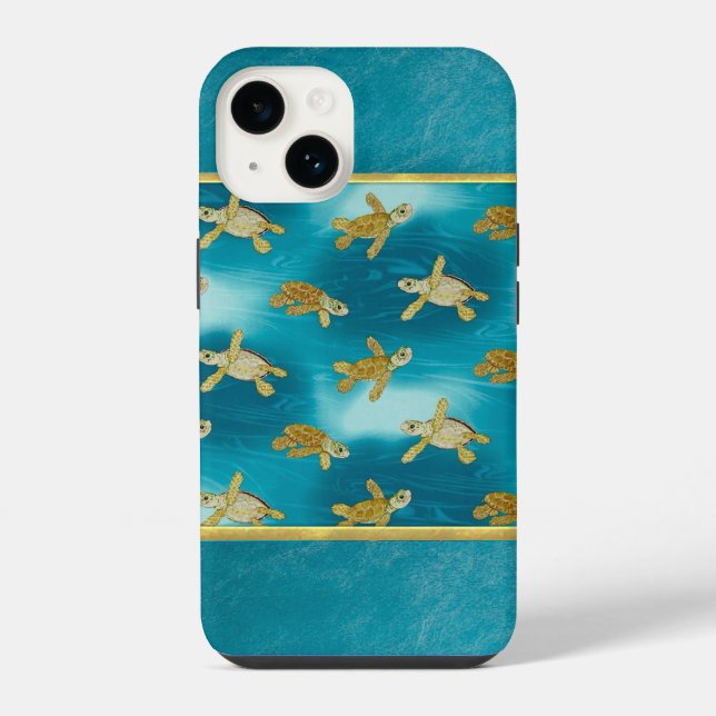 Coque iPhone Étui iPhone Cool Turtles Or (Verso)