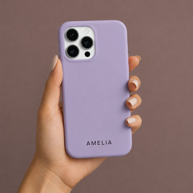 Coque iPhone Étui iPhone couleur lavande nom personnalisé  (Créateur téléchargé)