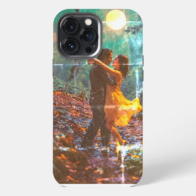 Coque iPhone Étui iPhone Couple de Danse en Forêt avec monogram (Verso)