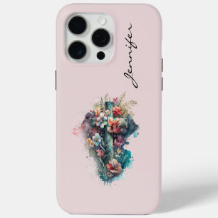 Coque iPhone 15 Pro Max Étui iPhone Croix Chrétienne Colorée Personnalisée