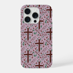 Coque iPhone 15 Pro Étui IPhone Croix et Roses de Carême Dessinés à la