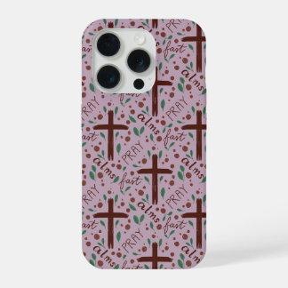 Coque iPhone 15 Pro Étui IPhone Croix et Roses de Carême Dessinés à la