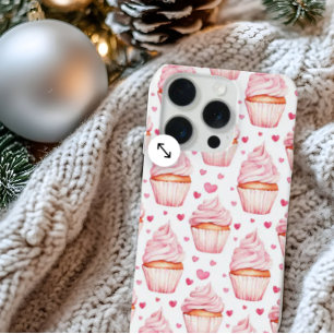 Coque iPhone 15 Pro Étui iPhone Cupcakes Roses & Cœurs Mignon Sucré