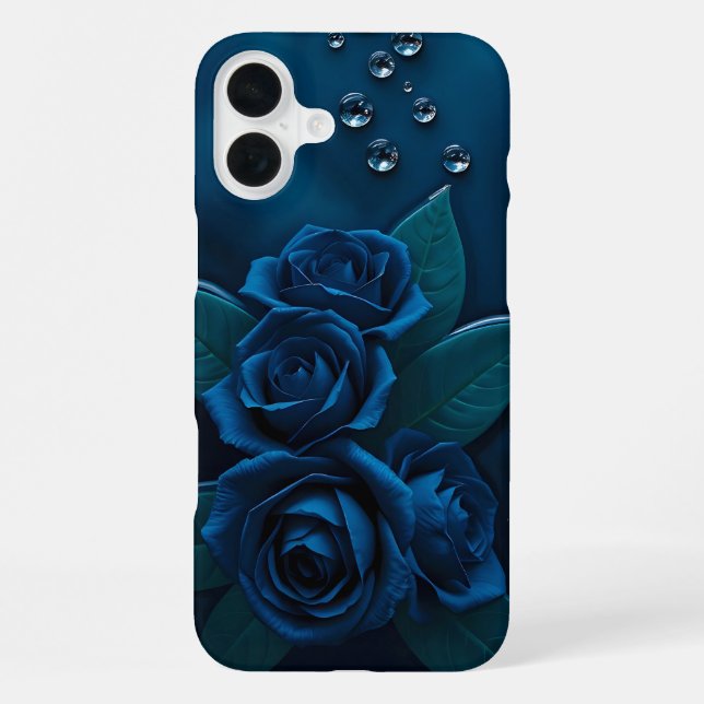 Coque iPhone Étui iPhone Design Roses Bleu Minuit (Verso)