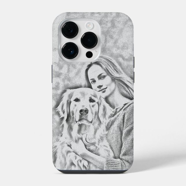 Coque iPhone Étui iPhone dessin au crayon moderne chien MAMAN a (Verso)