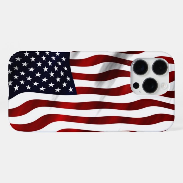 Coque iPhone Étui iPhone Drapeau Américain Design Ondoyant (Verso Horizontal)